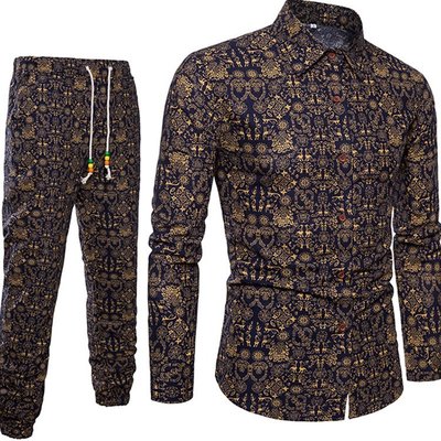 Importé - Ensemble Chemise + Pantalon Homme De Loisirs Décontracté Manches Longues