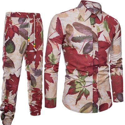 Importé - Ensemble Chemise + Pantalon Homme De Loisirs Décontracté Manches Longues