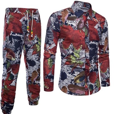 Importé - Ensemble Chemise + Pantalon Homme De Loisirs Décontracté Manches Longues