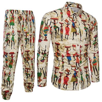 Importé - Ensemble Chemise + Pantalon Homme De Loisirs Décontracté Manches Longues