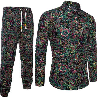 Importé - Ensemble Chemise + Pantalon Homme De Loisirs Décontracté Manches Longues