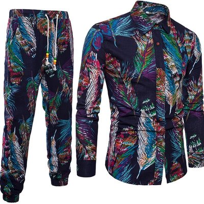 Importé - Ensemble Chemise + Pantalon Homme De Loisirs Décontracté Manches Longues