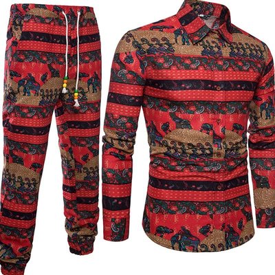 Importé - Ensemble Chemise + Pantalon Homme De Loisirs Décontracté Manches Longues