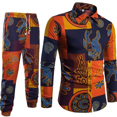 Importé - Ensemble Chemise + Pantalon Homme De Loisirs Décontracté Manches Longues