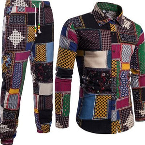 Importé - Ensemble Chemise + Pantalon Homme De Loisirs Décontracté Manches Longues