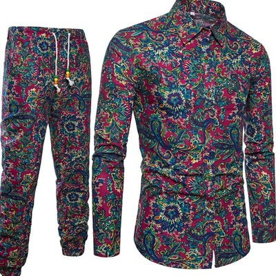 Importé - Ensemble Chemise + Pantalon Homme De Loisirs Décontracté Manches Longues
