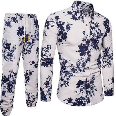 Importé - Ensemble Chemise + Pantalon Homme De Loisirs Décontracté Manches Longues