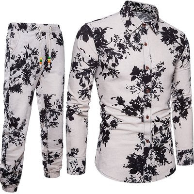 Importé - Ensemble Chemise + Pantalon Homme De Loisirs Décontracté Manches Longues