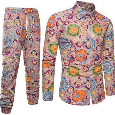 Importé - Ensemble Chemise + Pantalon Homme De Loisirs Décontracté Manches Longues