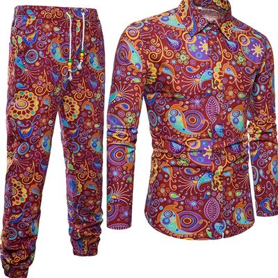 Importé - Ensemble Chemise + Pantalon Homme De Loisirs Décontracté Manches Longues