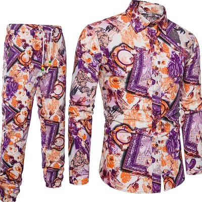 Importé - Ensemble Chemise + Pantalon Homme De Loisirs Décontracté Manches Longues