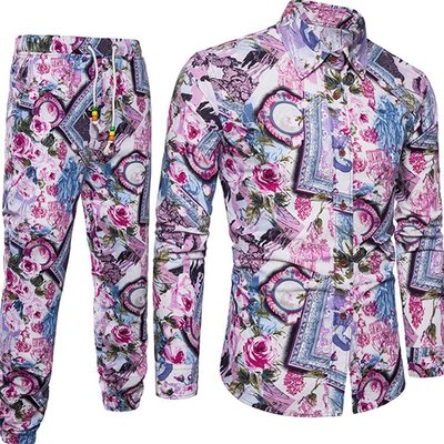 Importé - Ensemble Chemise + Pantalon Homme De Loisirs Décontracté Manches Longues