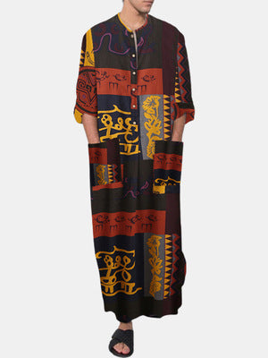 Importé - Boubou Leger Pour Homme Manches Longues à Motifs