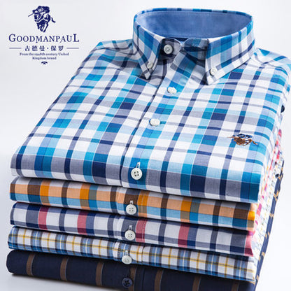 Importé - Chemise Hommes Pur Coton Carreaux Manches Longues