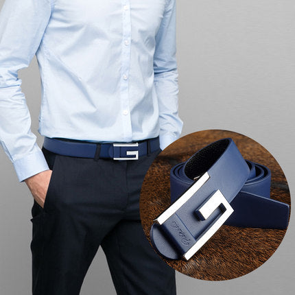 Importé - Ceinture Homme Fashion En Cuir Véritable Boucle Acier
