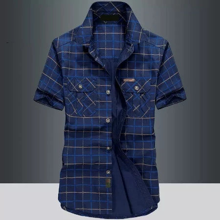 Importé - Chemise Slim Homme 100% Coton Décontracté Manches Courtes