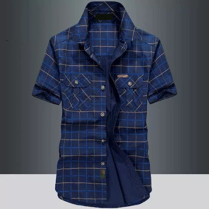 Importé - Chemise Slim Homme 100% Coton Décontracté Manches Courtes