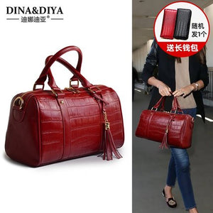 Importé - Grand Sac A Main Femme 100% Cuir Véritable Motif Croco