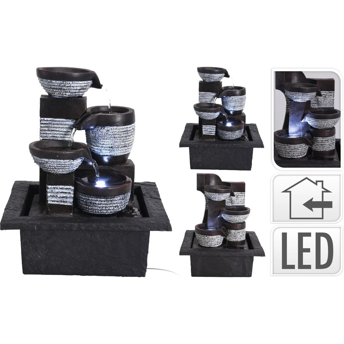 Fontaine décorative lumineuse a led en polystone-22,5 x 17 x 25,5 cm