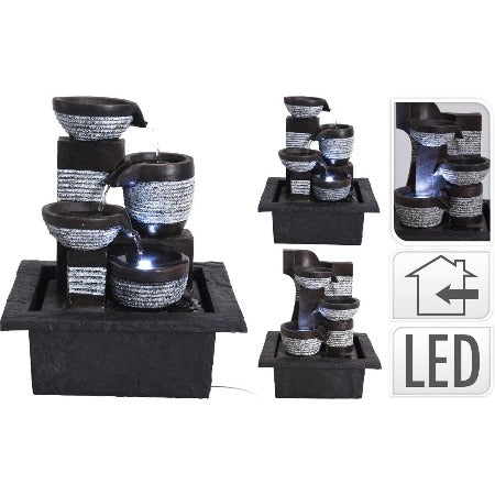 Fontaine décorative lumineuse a led en polystone-22,5 x 17 x 25,5 cm