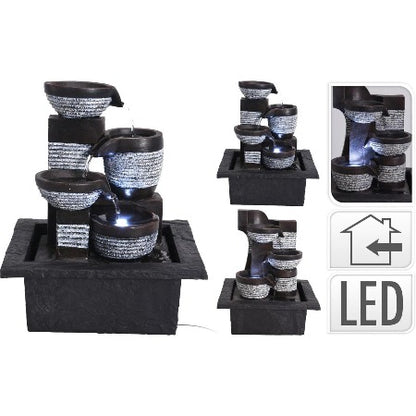Fontaine décorative lumineuse a led en polystone-22,5 x 17 x 25,5 cm