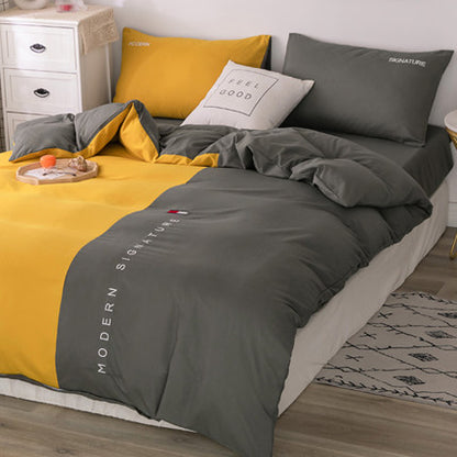 Importé - Drap De Lit Ponçage 4 Pièces Brodé Couette De Style Nordique 3 Pièces 4 Housse De Couette En Coton