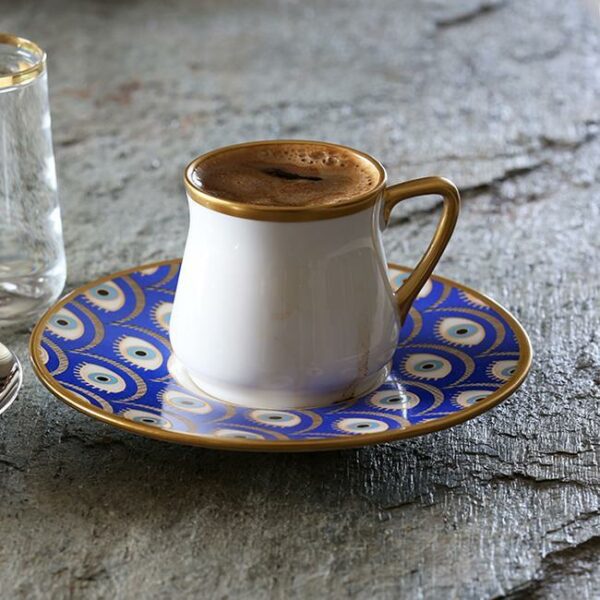 SERVICE A THE-12PCS-TASSE+SOUCOUPE-NAZENDE OEIL BLEU