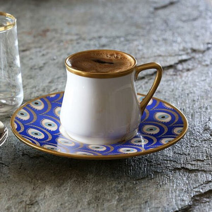 SERVICE A THE-12PCS-TASSE+SOUCOUPE-NAZENDE OEIL BLEU