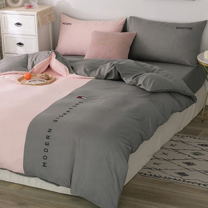 Importé - Drap De Lit Ponçage 4 Pièces Brodé Couette De Style Nordique 3 Pièces 4 Housse De Couette En Coton