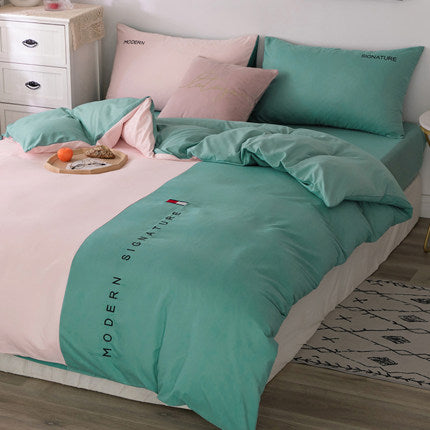 Importé - Drap De Lit Ponçage 4 Pièces Brodé Couette De Style Nordique 3 Pièces 4 Housse De Couette En Coton