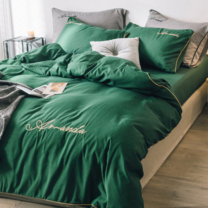 Importé - Drap De Lit Ponçage 4 Pièces Brodé Couette De Style Nordique 3 Pièces 4 Housse De Couette En Coton