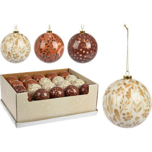 BOULE DE NOEL EN PLASTIQUE-7CM-MOTIF FEUILLE