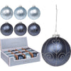 BOULE DE NOEL-100MM-EN VERRE-BLEU-ASST