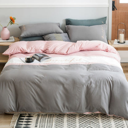 Importé - Drap De Lit Ponçage 4 Pièces Brodé Couette De Style Nordique 3 Pièces 4 Housse De Couette En Coton