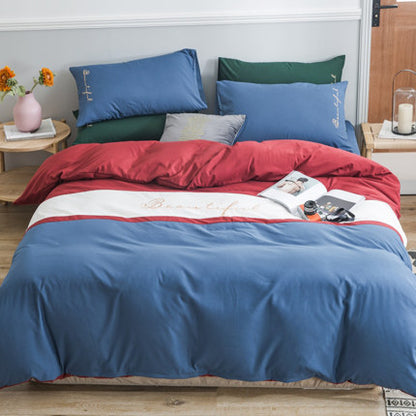 Importé - Drap De Lit Ponçage 4 Pièces Brodé Couette De Style Nordique 3 Pièces 4 Housse De Couette En Coton