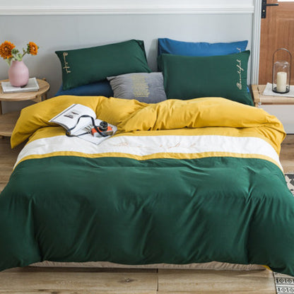 Importé - Drap De Lit Ponçage 4 Pièces Brodé Couette De Style Nordique 3 Pièces 4 Housse De Couette En Coton