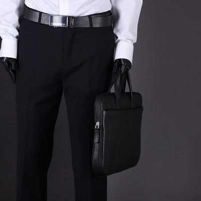 Importé - Sac Business Cuir Véritable avec Poche pour PC 13/14''