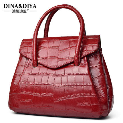 Importé - Grand Sac A Main Femme 100% Cuir Véritable Motif Croco