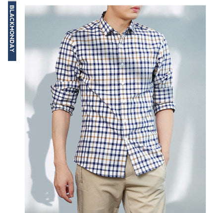 Importé - Chemise Homme Pur Coton à Carreaux Manche Longue