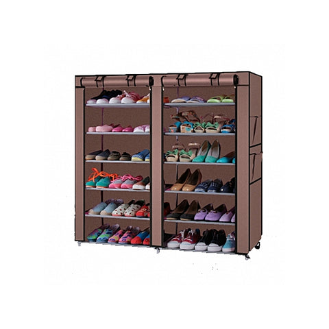 Étagère à Chaussures en Metal et Plastique 12 Niveaux Facile à Assembler