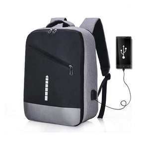 Sac à Dos Bi-colore De Grande Capacité Etanche Avec Port De Charge USB -Gris/Noir