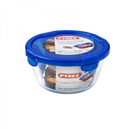 PLAT ROND AVEC COUVERCLE COOK &GO-1,6L-20X20X9CM- BLANC