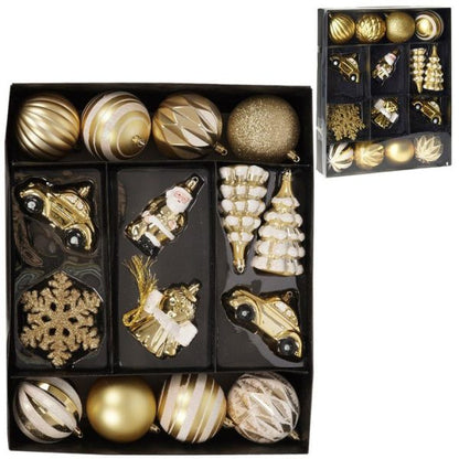 DECO NOEL A SUSPENDRE-20PCS-DANS COFFRET DORE BLANC-ASST