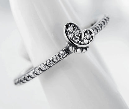 Importé -  Bague Argent Incrusté Zircon Papillon