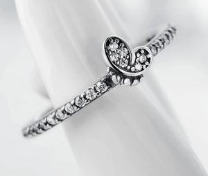 Importé -  Bague Argent Incrusté Zircon Papillon