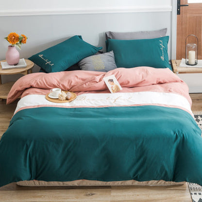 Importé - Drap De Lit Ponçage 4 Pièces Brodé Couette De Style Nordique 3 Pièces 4 Housse De Couette En Coton