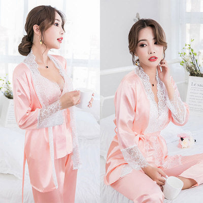 Importé - Ensemble Pyjamas + Nuisette en soie pour Femme