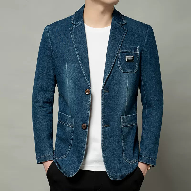 Importé - Veste Blazer Coton Jean Slim Homme Décontracté