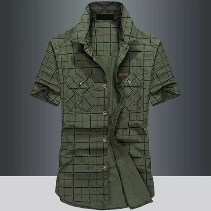 Importé - Chemise Slim Homme 100% Coton Décontracté Manches Courtes