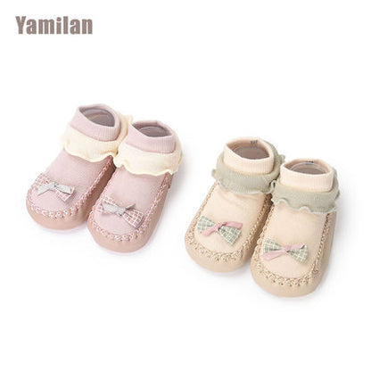 Importé - Lot de 2 paires de Chaussons Bébé/Enfants Antidérapant avec nœud de 0-3 ans